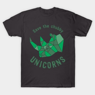 Save the Chubby Unicorn (Green) by Moody Chameleon T-Shirt